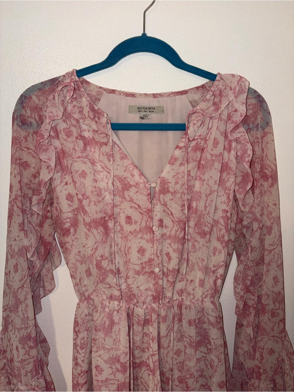 AllSaints Pink Floral Mini Dress